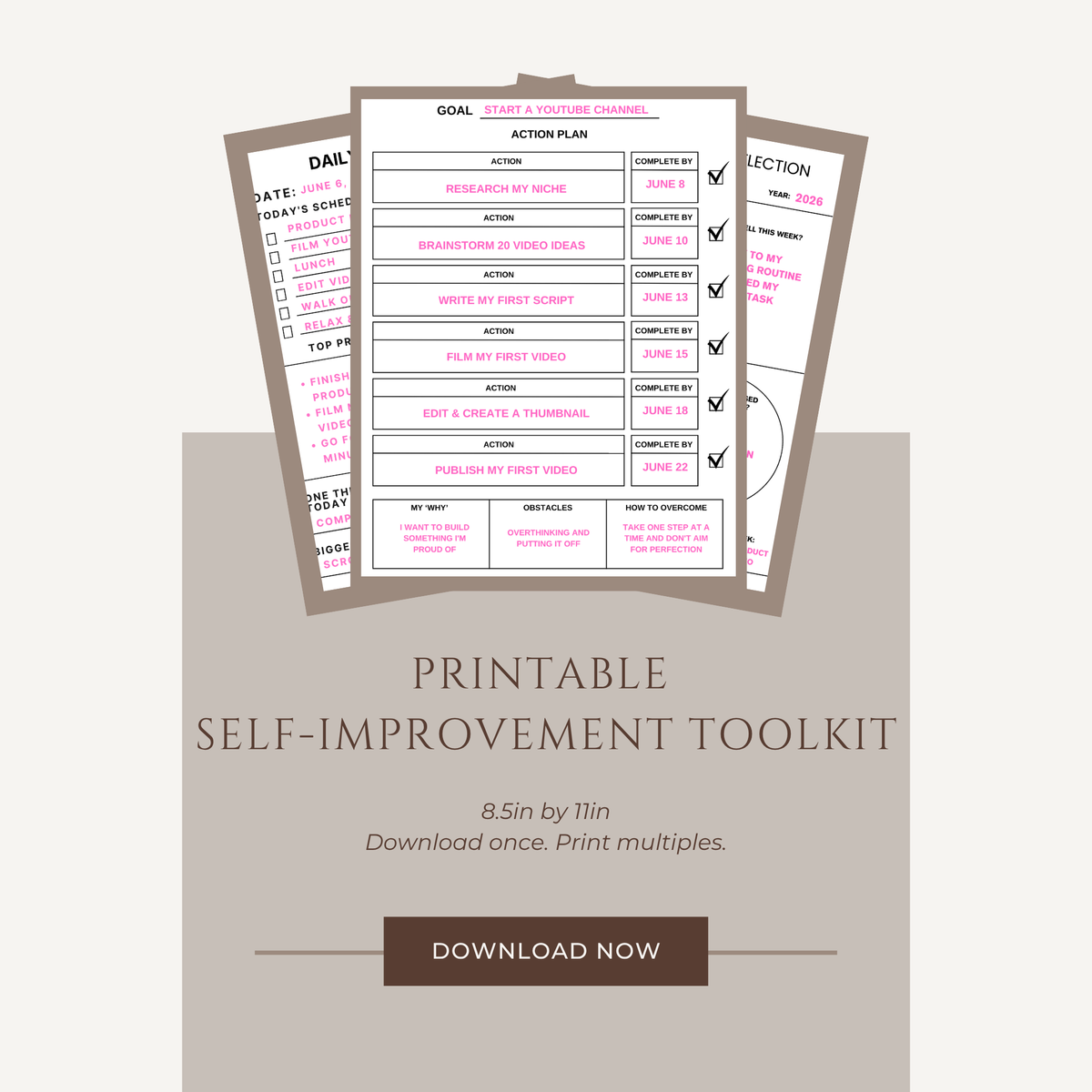 The Consistency System | Self-Improvement Printable Planner Bundle | 6 Digital Downloads