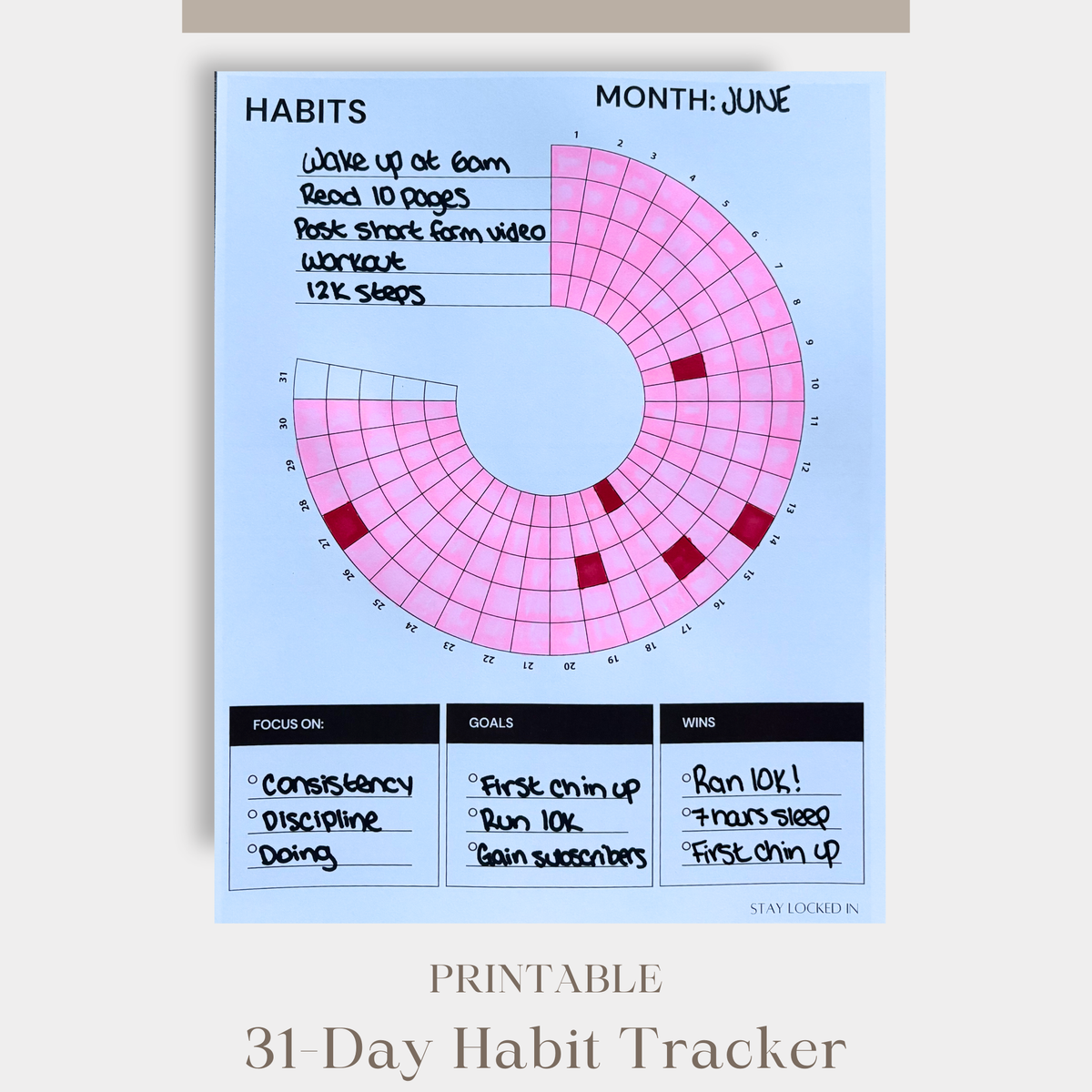 31-Day Printable Habit Tracker